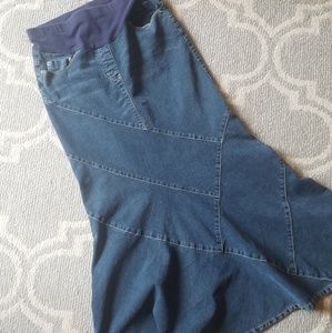 EUC Motherhood Maternity long jean skirt